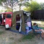 Lynn and Squirrel at Hanmer Top 10 Campsite