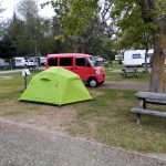 Squirrel and Tent at Glenmark Holiday Park, Timaru