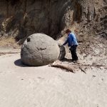 Lynn at Moeraki Boulders