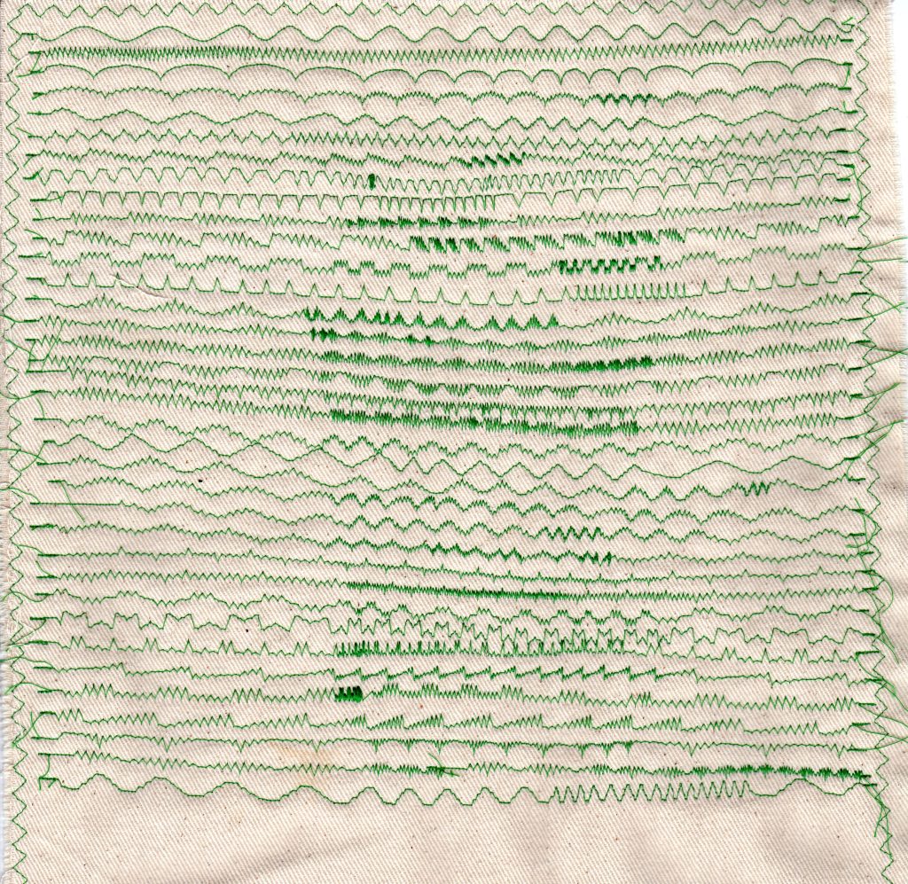 Elna Disc patterns translated into Singer Fashion Disc format, and sewn on a Singer 306K.